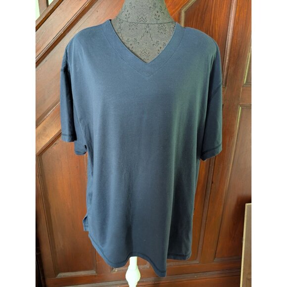 Justin Allen Extra New York Navy V-Neck T-Shirt IX Cotton/Polyester Blend - Picture 1 of 6